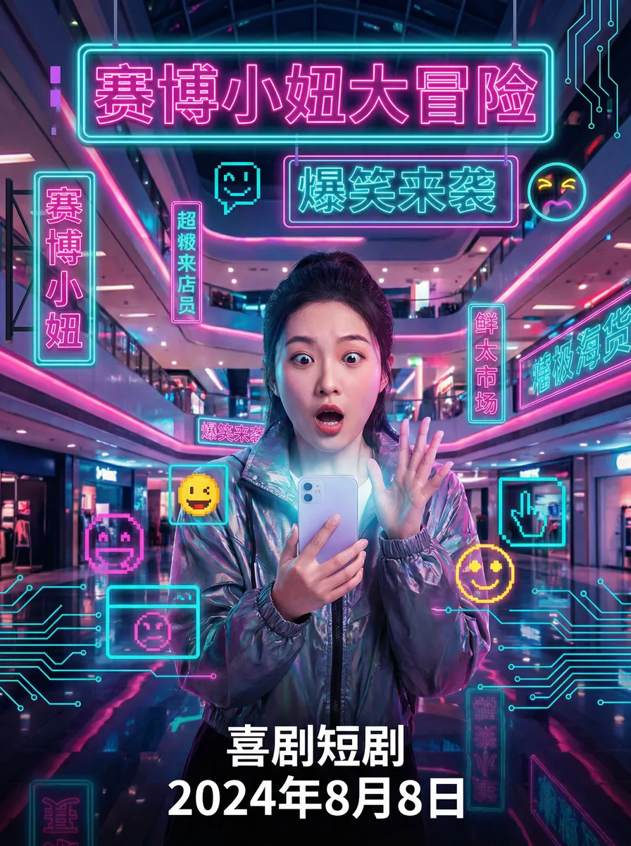 白丝jk喷水 搞笑喜剧短剧 - 赛博小妞大冒险海报